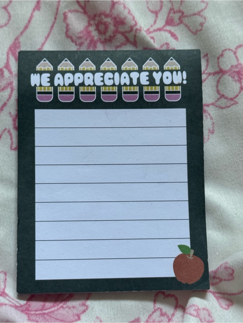 Appreciation Notepad - Black with Pink and Red Accents